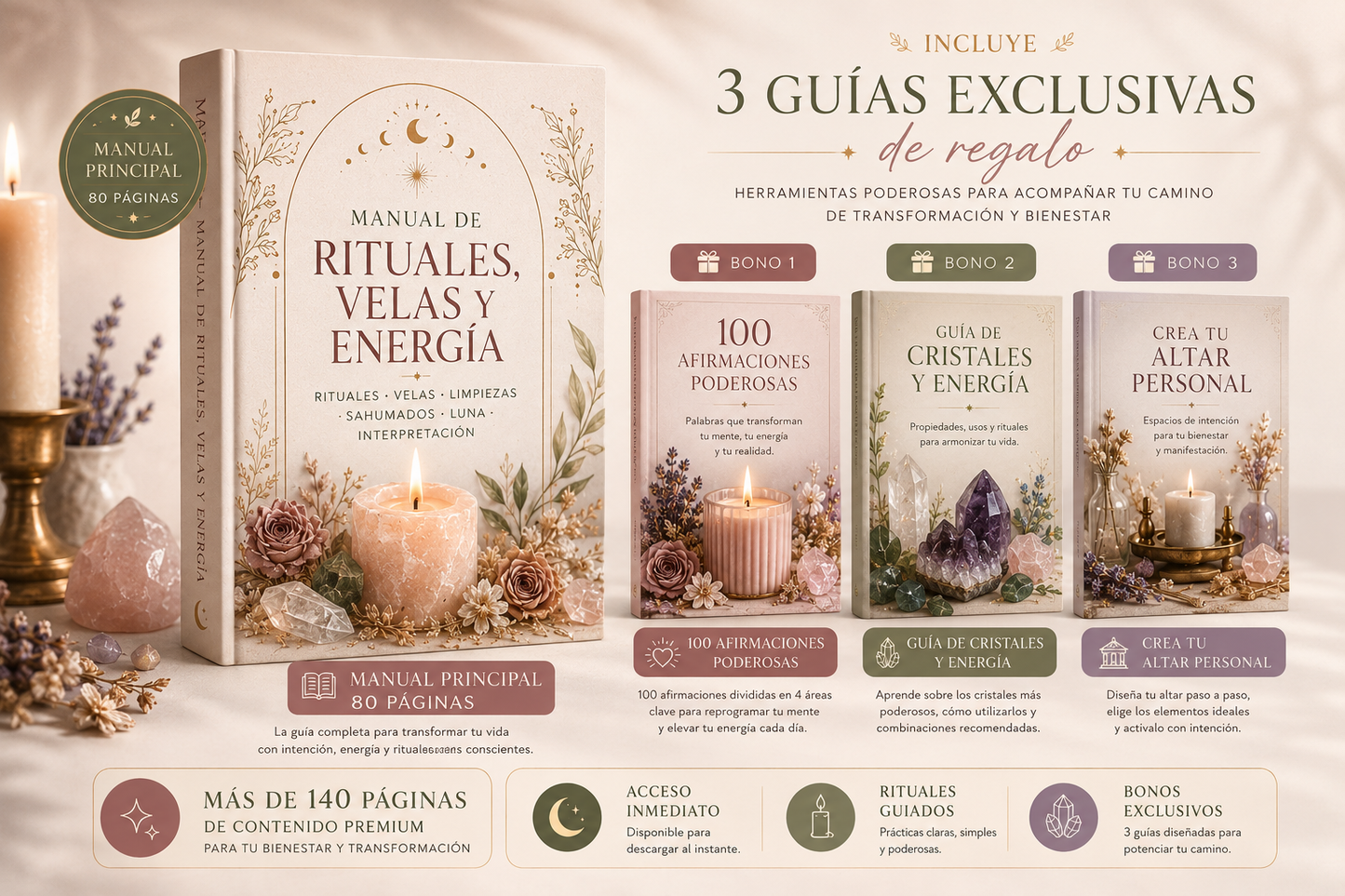 🌙  El Arte de los Rituales  Guía Completa de Velas, Energía y Transformación Interior.
